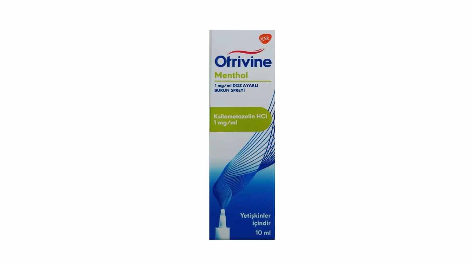 Otrivine ksilometazolin içeren burun spreyi ve uygulama görseli